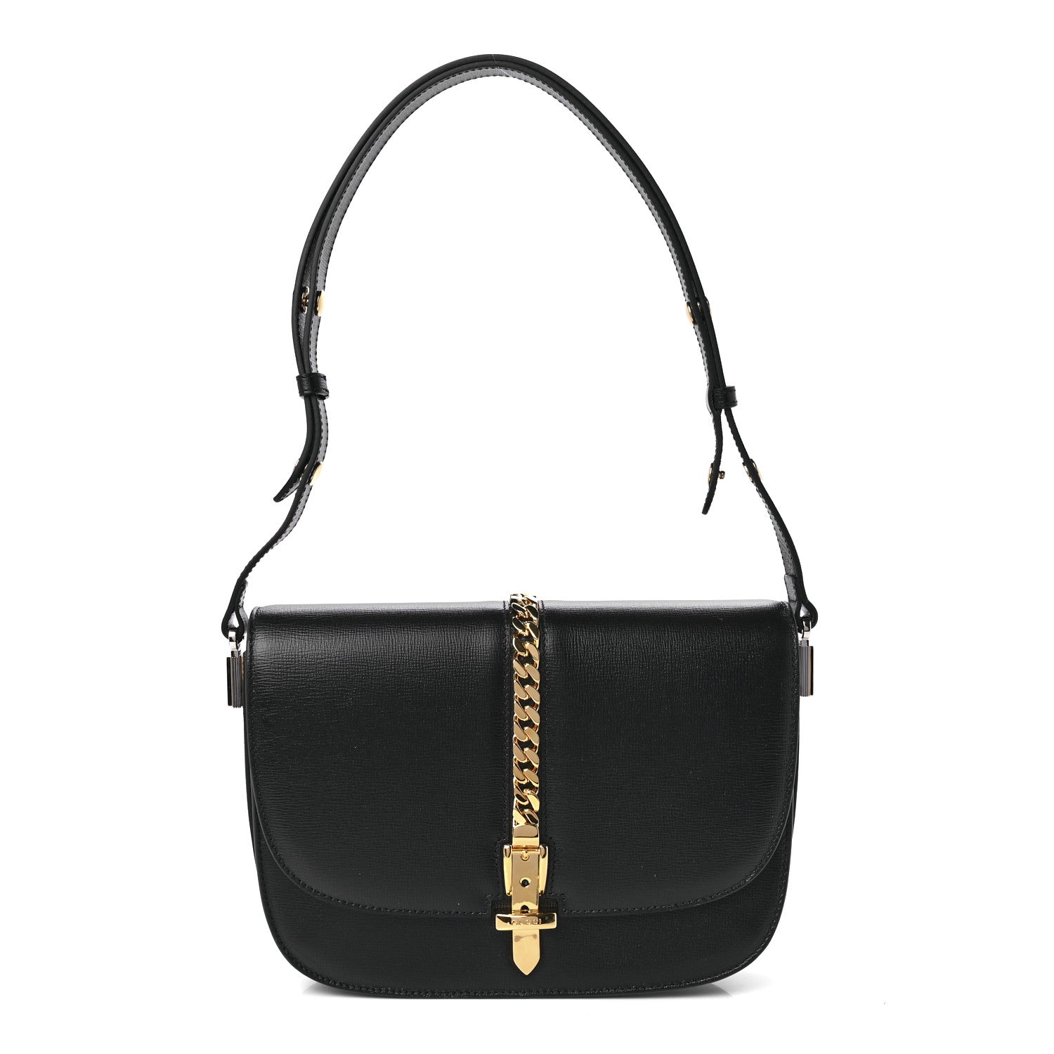 Gucci Azalea Calfskin Small Sylvie 1969 Flap Messenger Bag Black 1 of 10