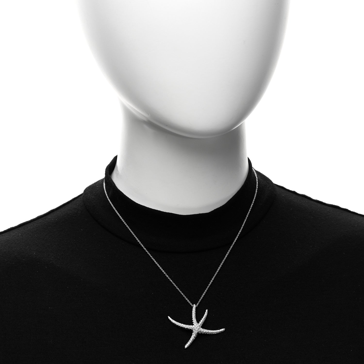 Tiffany Platinum Diamond Large Elsa Peretti Pave Starfish Pendant Necklace 2 of 5