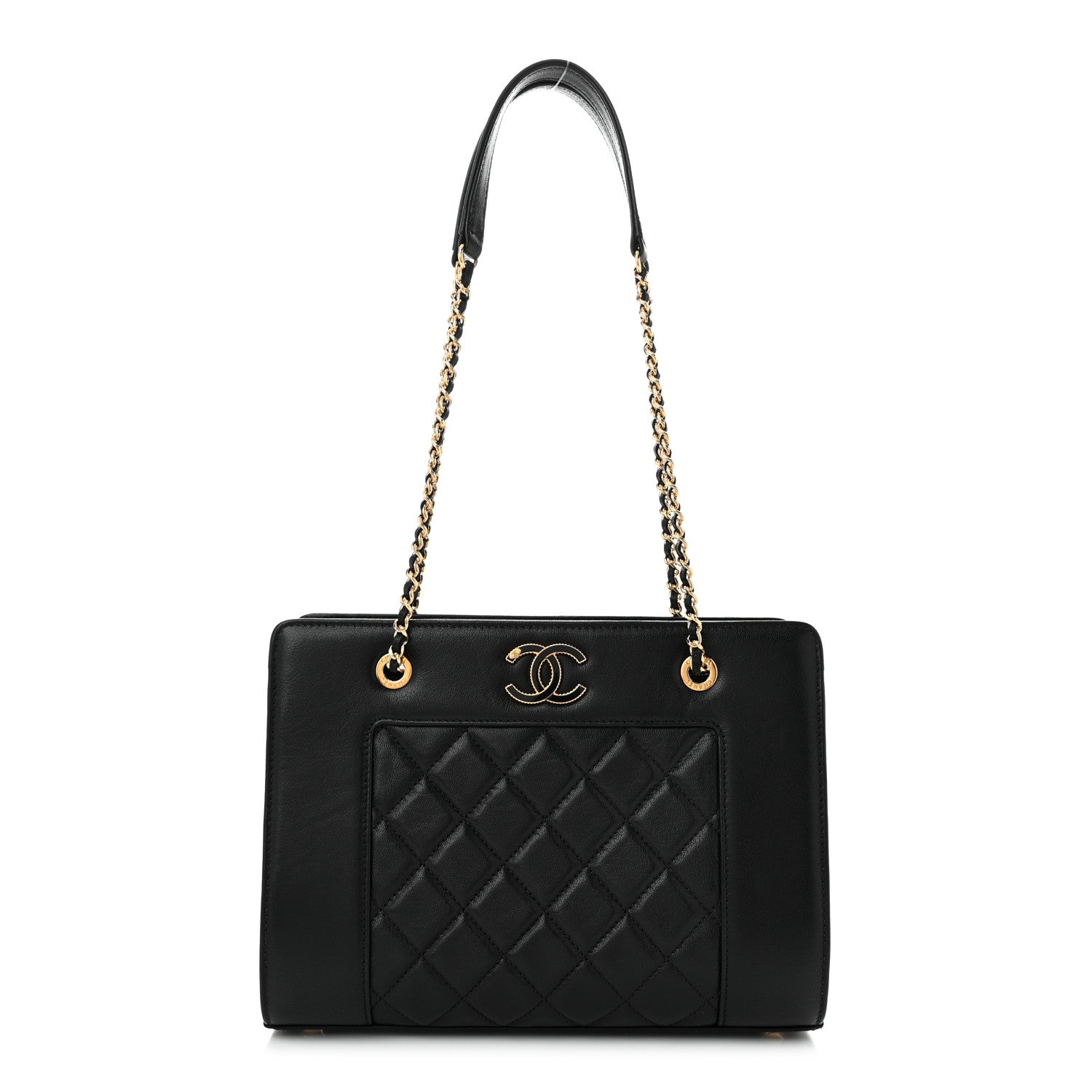 Chanel Sheepskin Quilted Small Mademoiselle Vintage Shopping Tote Black 1 of 10