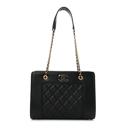 Chanel Sheepskin Quilted Small Mademoiselle Vintage Shopping Tote Black 1 of 10