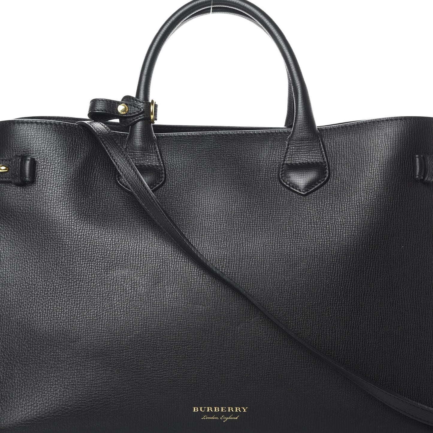 Grainy Calfskin House Check Large Banner Tote Black