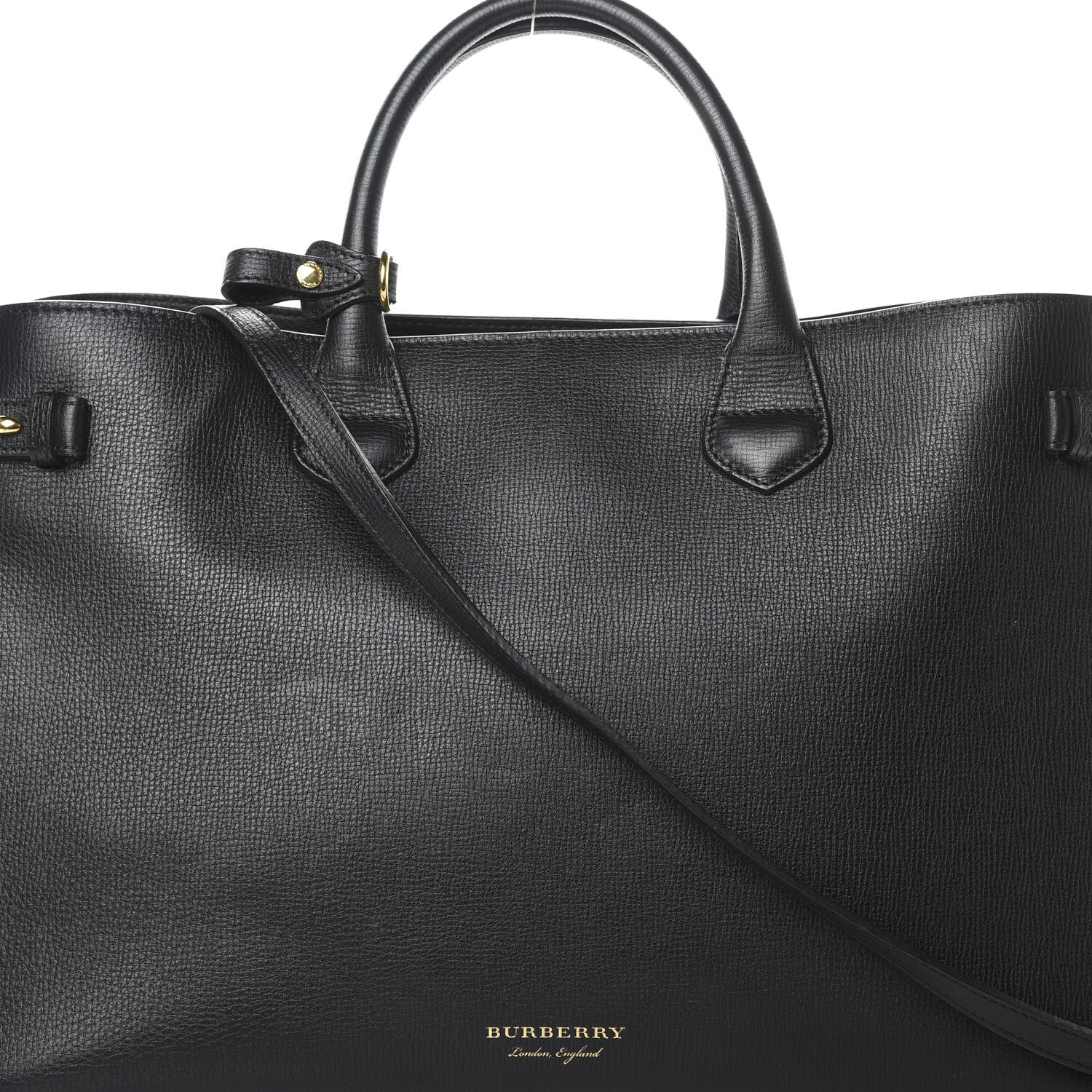 Burberry Grainy Calfskin House Check Large Banner Tote Black 9 of 18