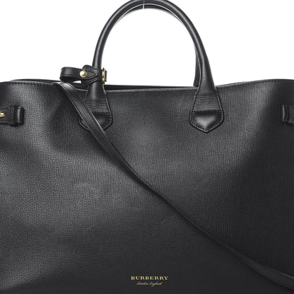 Burberry Grainy Calfskin House Check Large Banner Tote Black 9 of 18