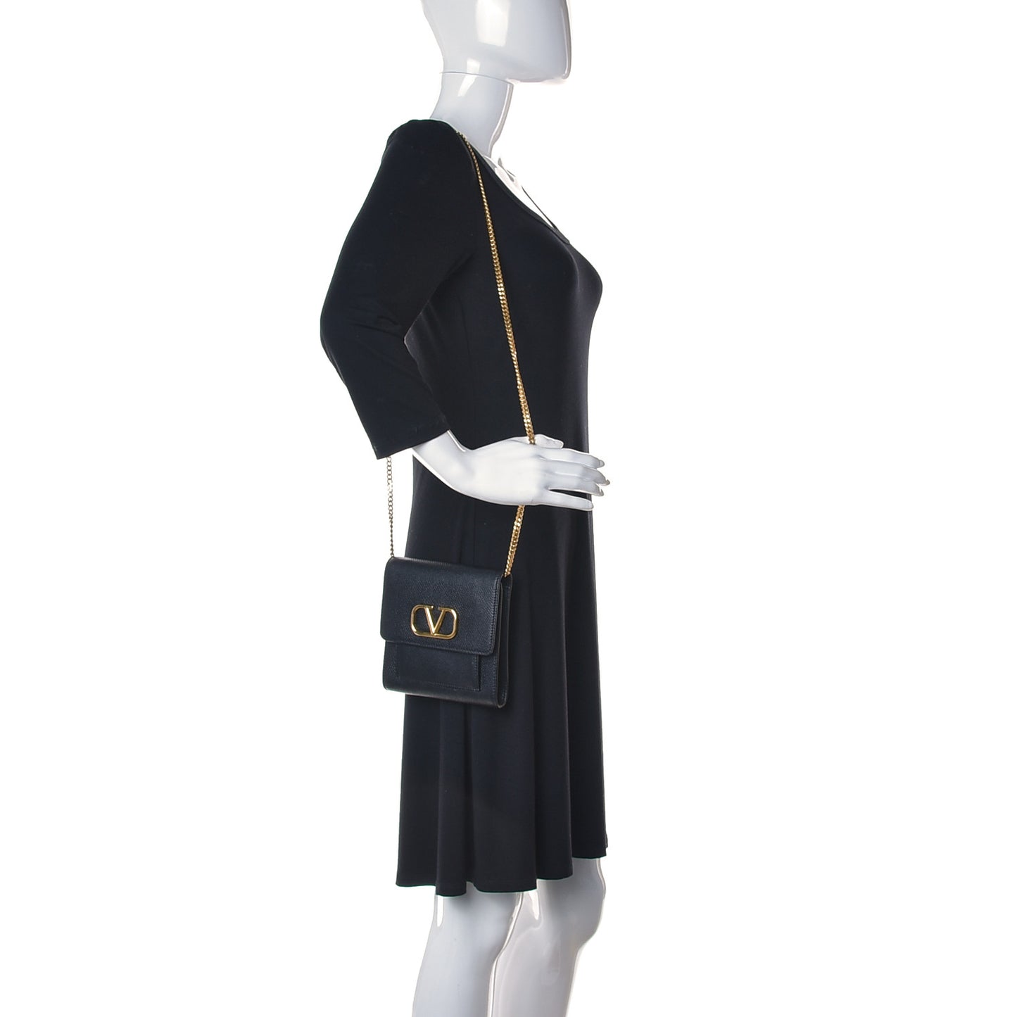 Calfskin VLogo Crossbody Bag Black
