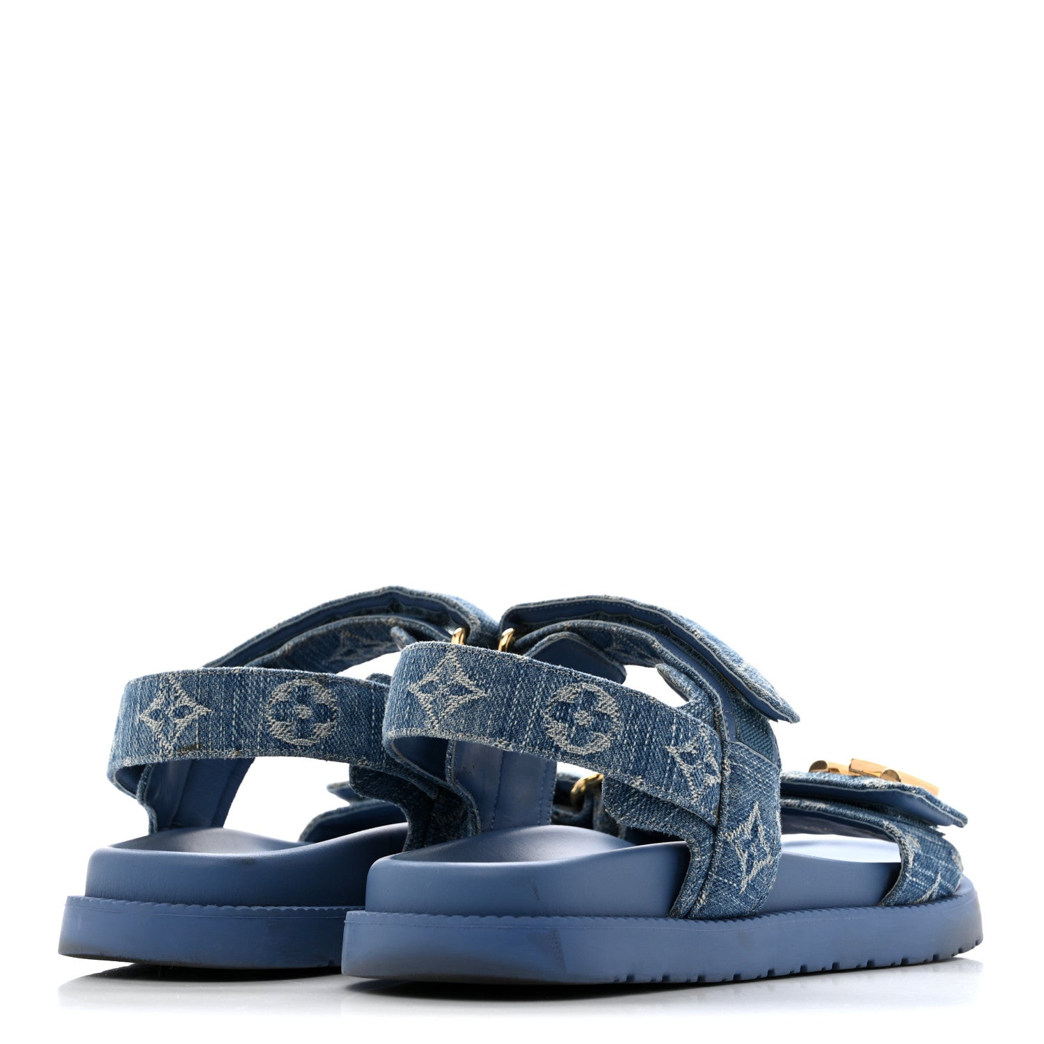 Louis Vuitton Denim Monogram LV Sunset Comfort Flat Sandals 37 Blue 5 of 11