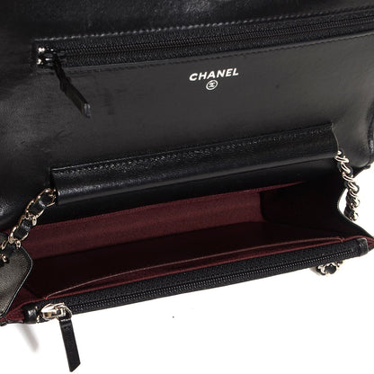 Chanel Lambskin Quilted Wallet On Chain WOC Black 5 of 9