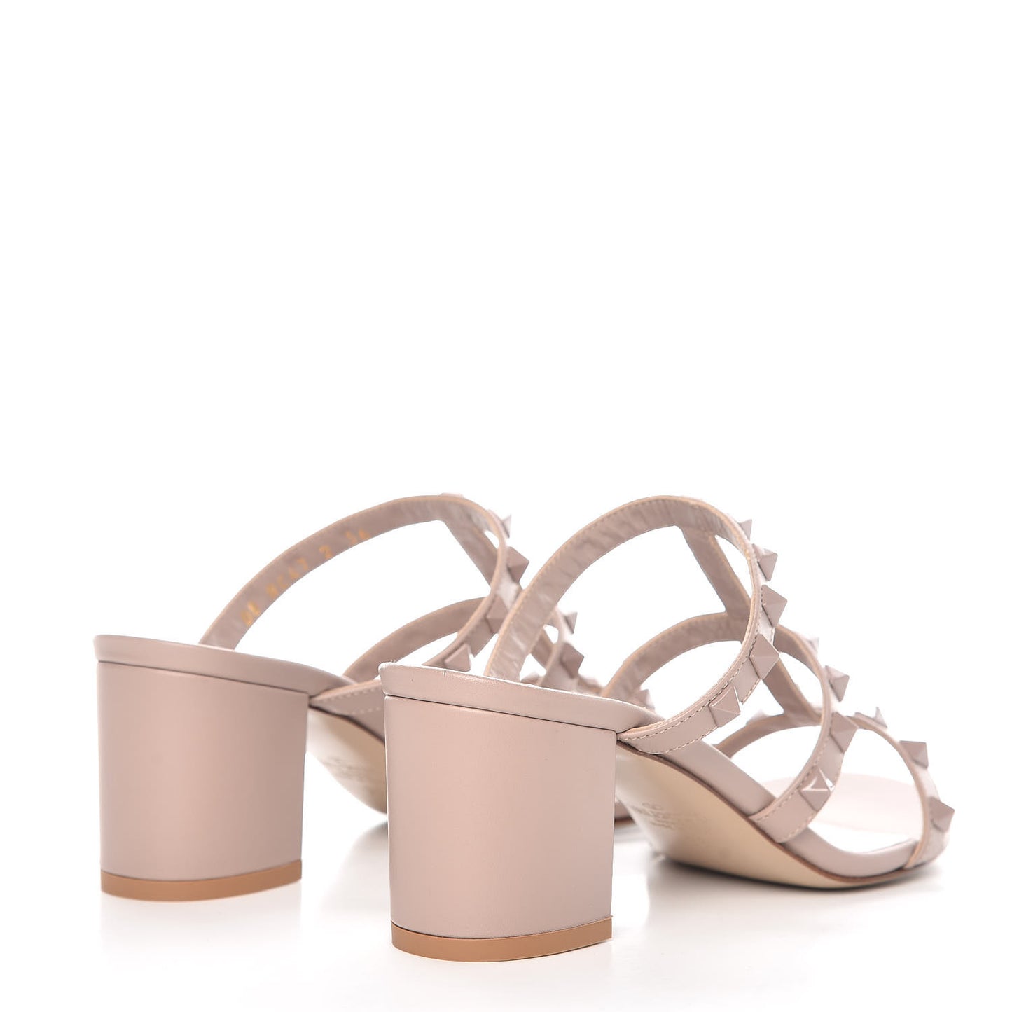 Calfskin Rockstud 60mm Caged Slide Sandals 36 Poudre
