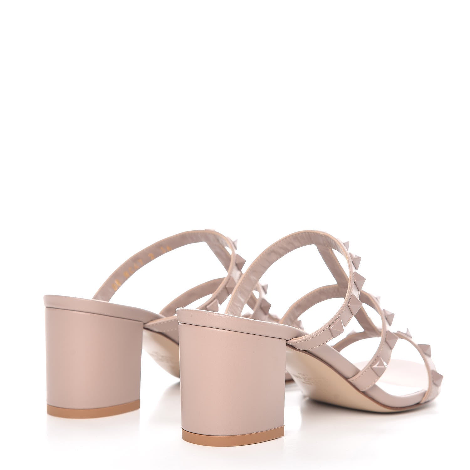 Valentino Garavani Calfskin Rockstud 60mm Caged Slide Sandals 36 Poudre 4 of 9