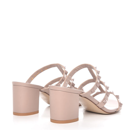 Valentino Garavani Calfskin Rockstud 60mm Caged Slide Sandals 36 Poudre 4 of 9