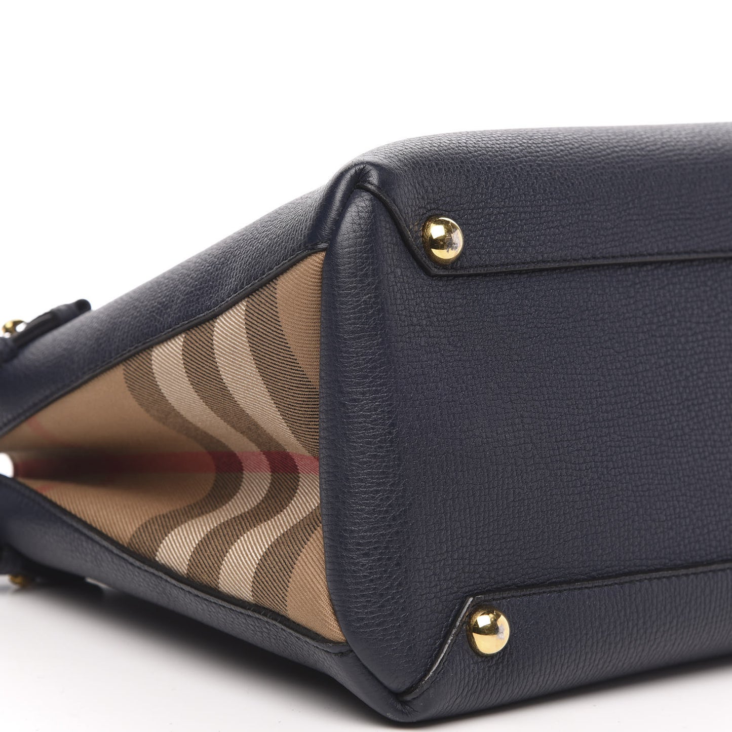 Calfskin House Check Medium Banner Tote Ink Blue