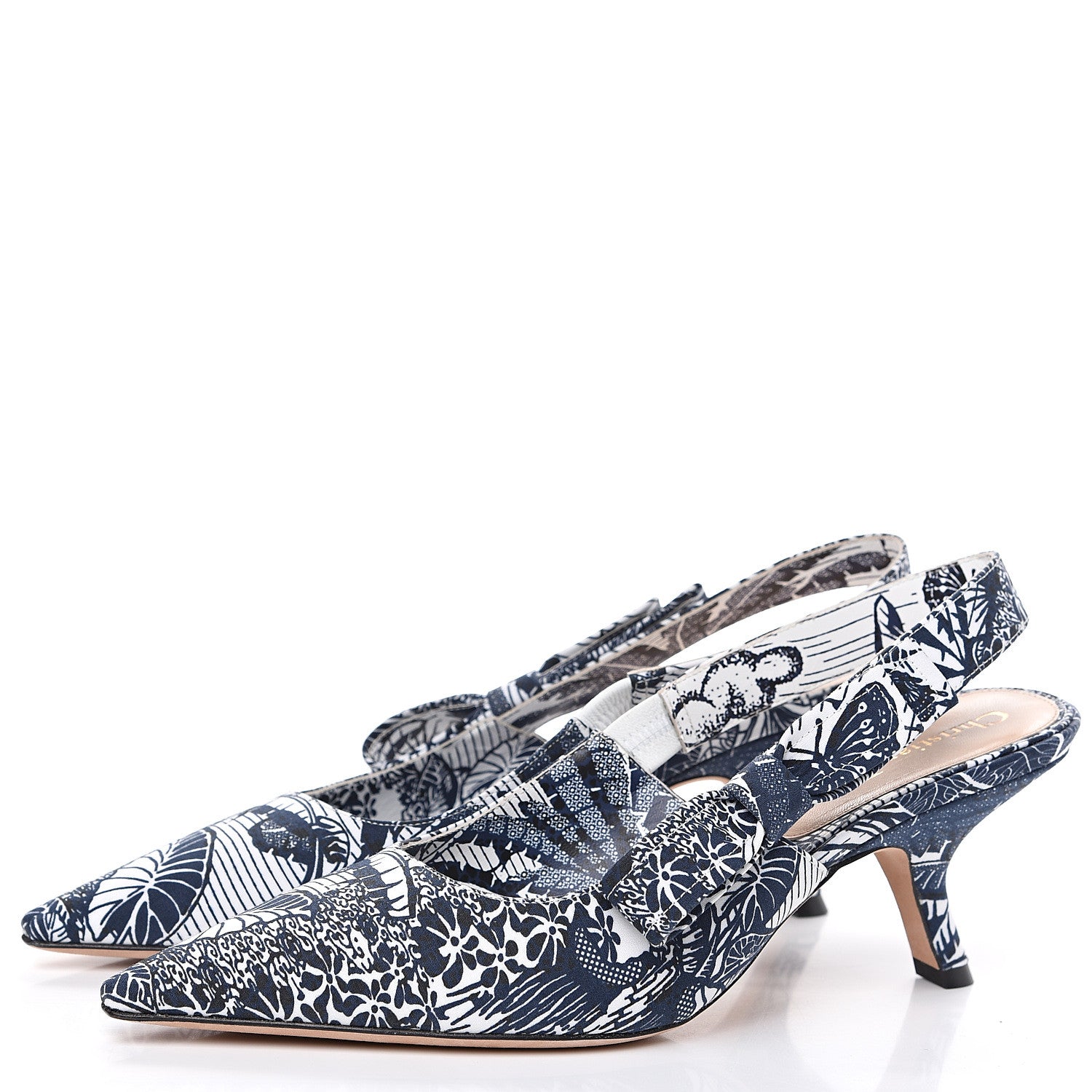 Christian Dior Toile De Jouy Sweet D Slingback Pumps 39 Off White 3 of 8