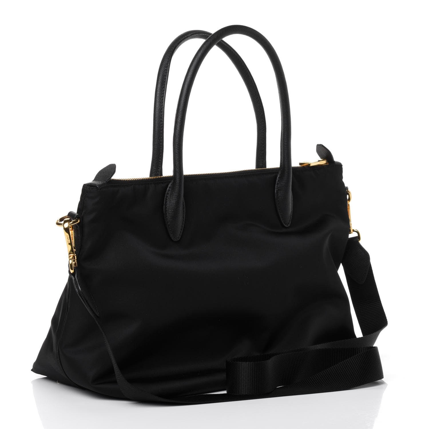 Prada Tessuto Nylon Saffiano Tote Black 2 of 4