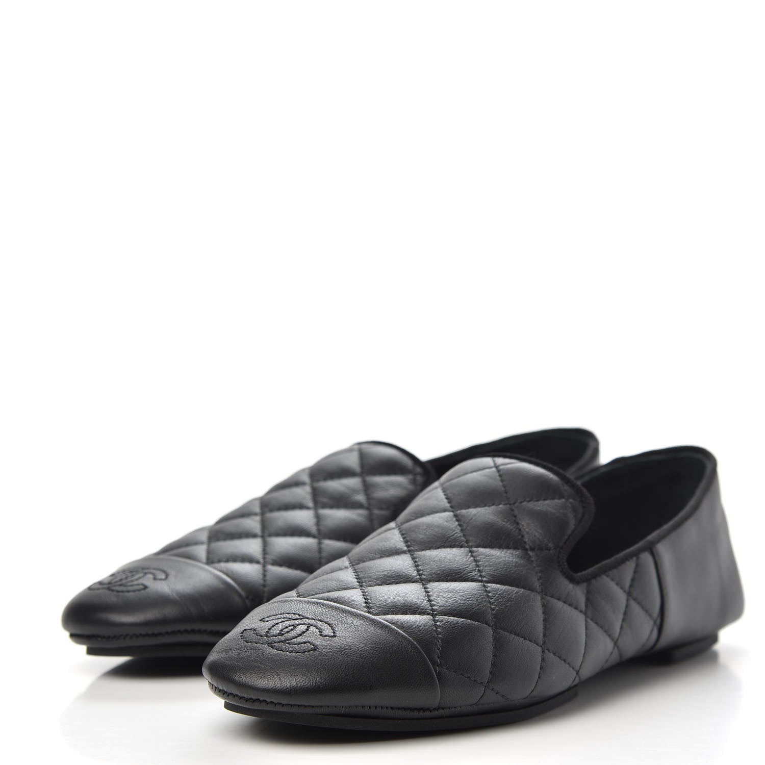 Chanel Lambskin Quilted Cap Toe Slipper With Pouch 36 Black 3 of 9
