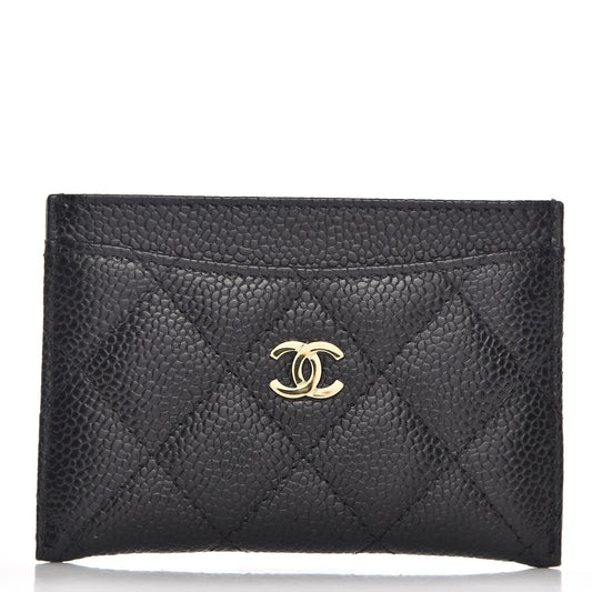 Caviar Quilted Card Holder Black