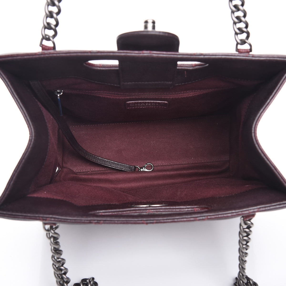 Goatskin Quilted Small Perfect Edge Shopping Tote Burgundy