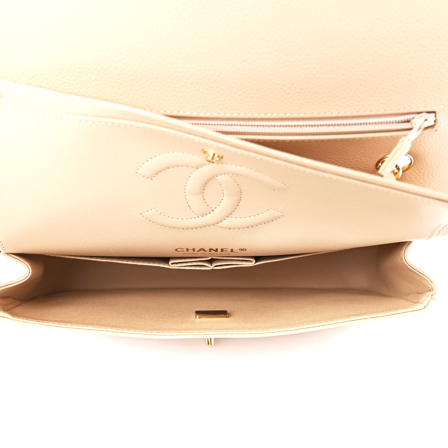 Chanel Caviar Quilted Medium Double Flap Beige 5 of 12