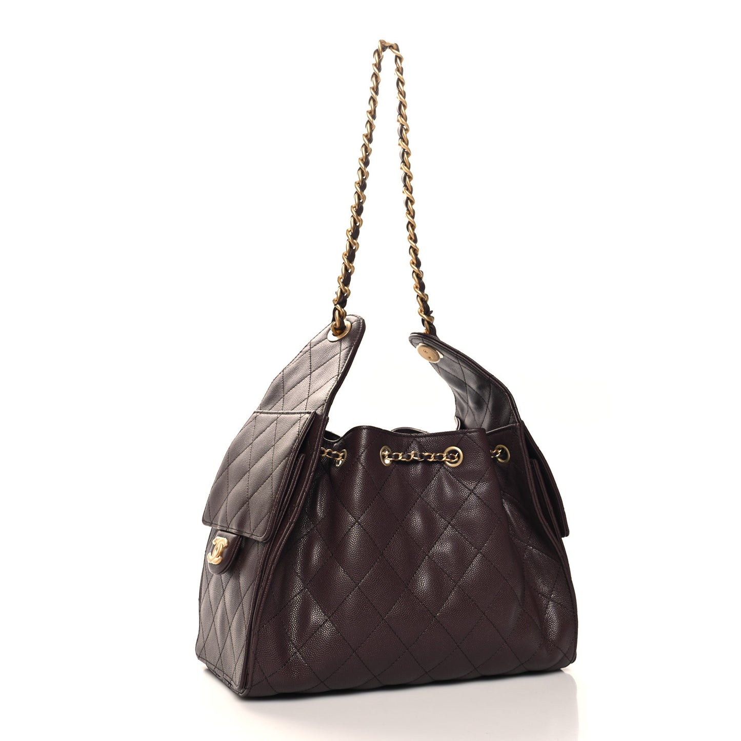 Caviar Quilted Small Chanel 25 Handbag Dark Brown
