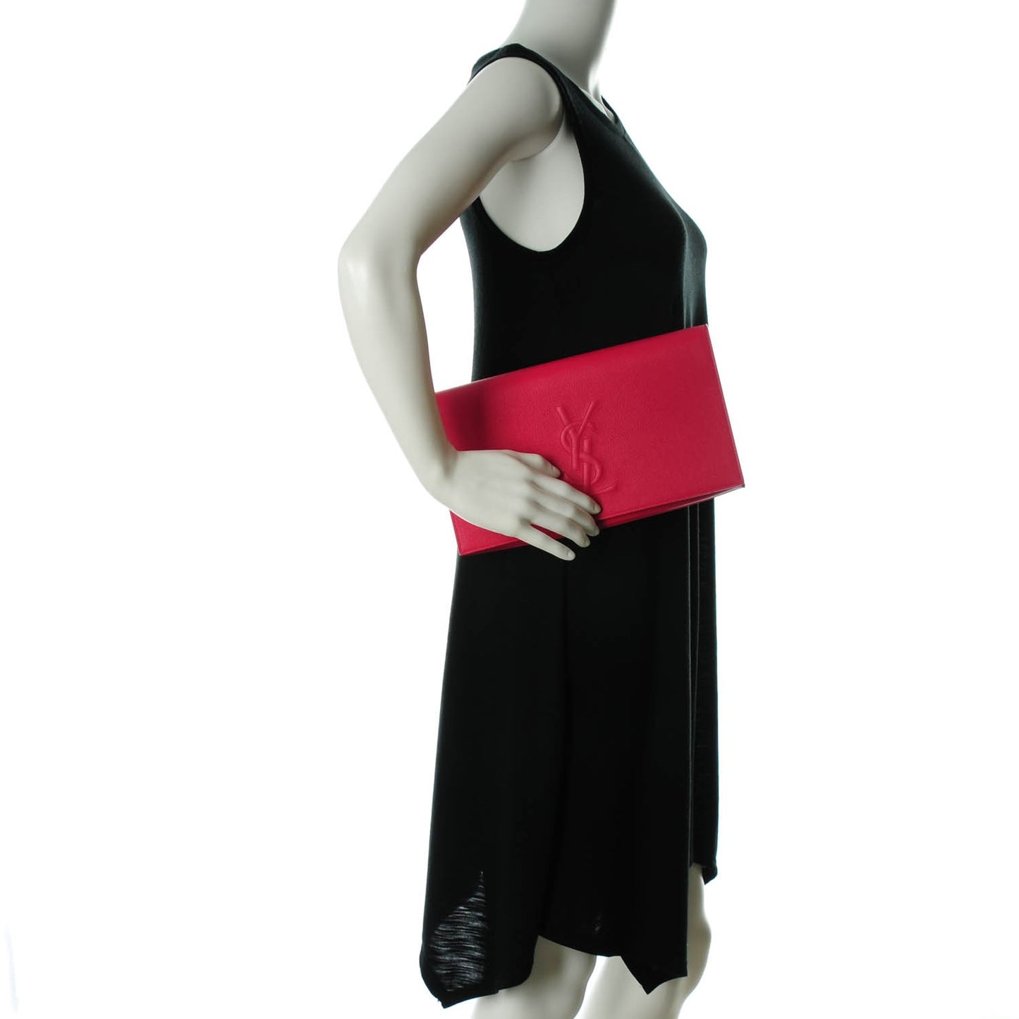 Calfskin Monogram Large Belle De Jour Clutch Lipstick Fuchsia
