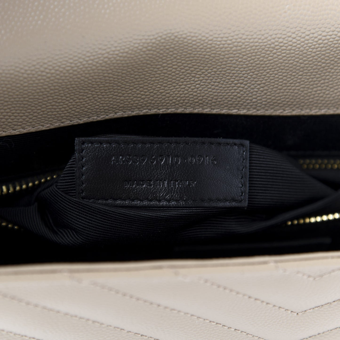 Grain De Poudre Matelasse Chevron Large Monogram Satchel Dark Beige
