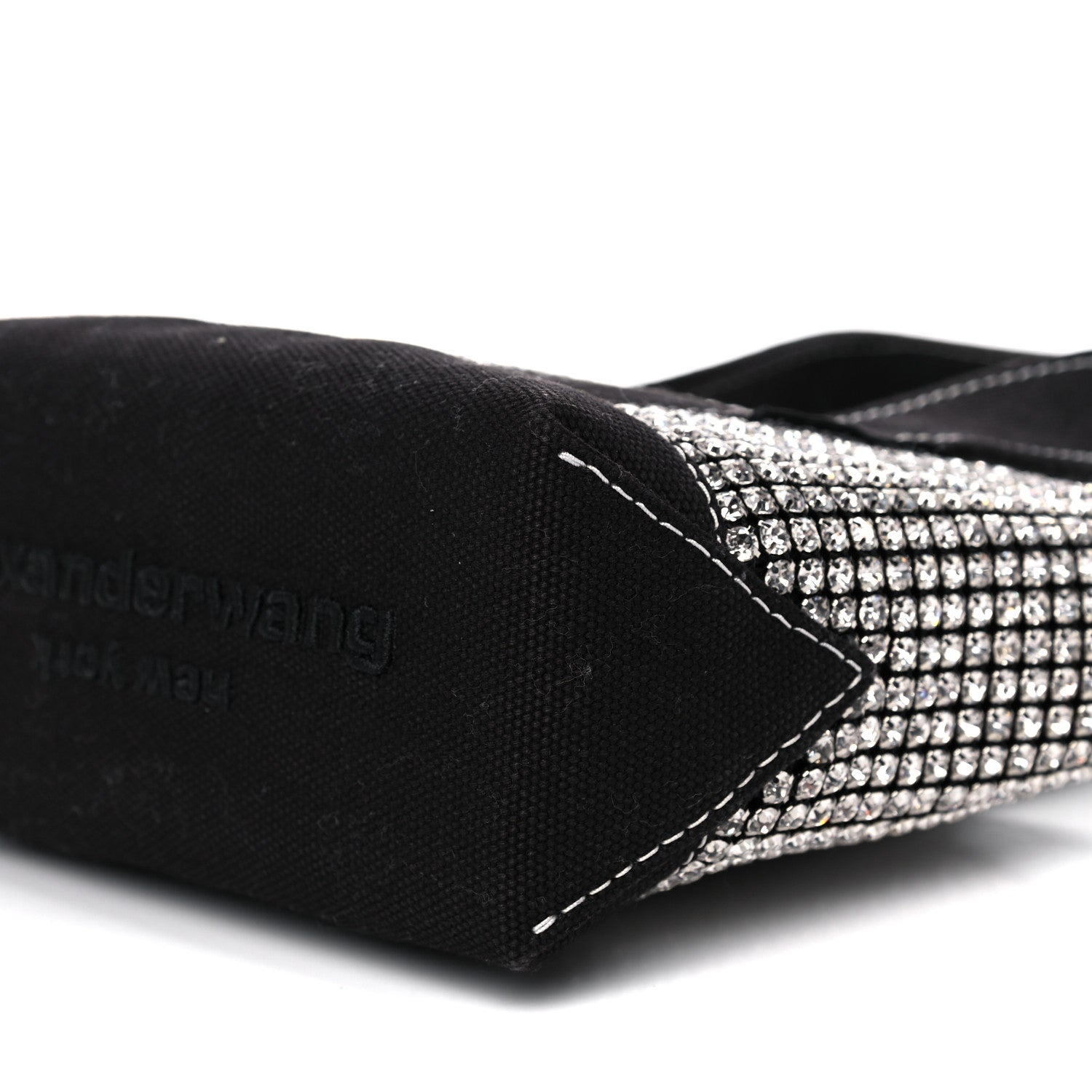 Alexander Wang Mesh Crystal Rhinestone Mini Cruiser Tote Black Silver 9 of 11