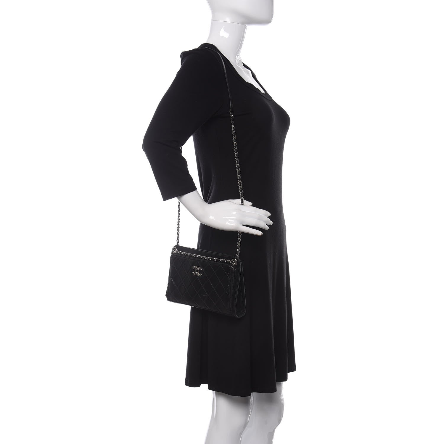 Chanel Aged Calfskin Quilted Shoulder Bag Black 2 of 13