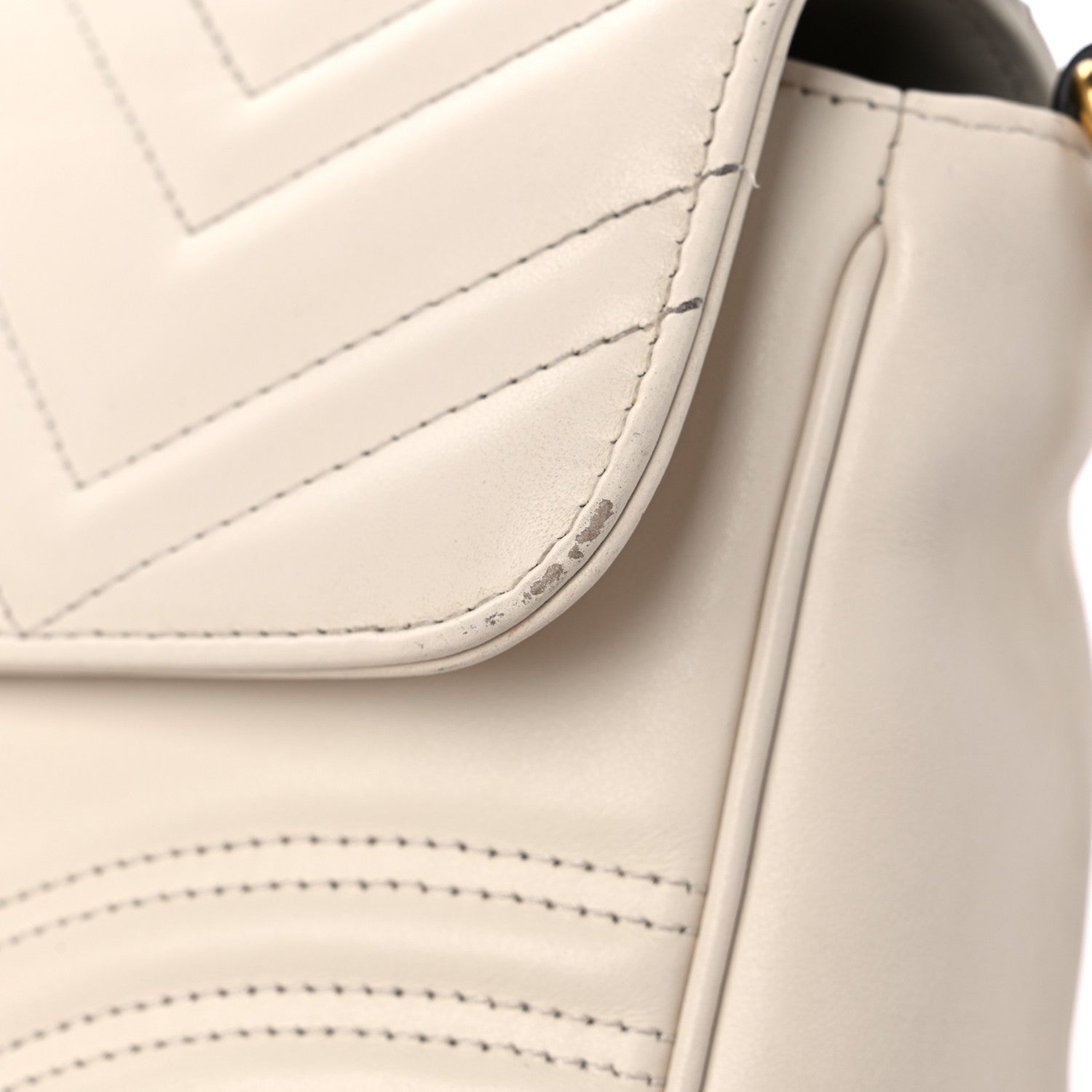 Gucci Calfskin Matelasse Small GG Marmont Top Handle Shoulder Bag White 16 of 18