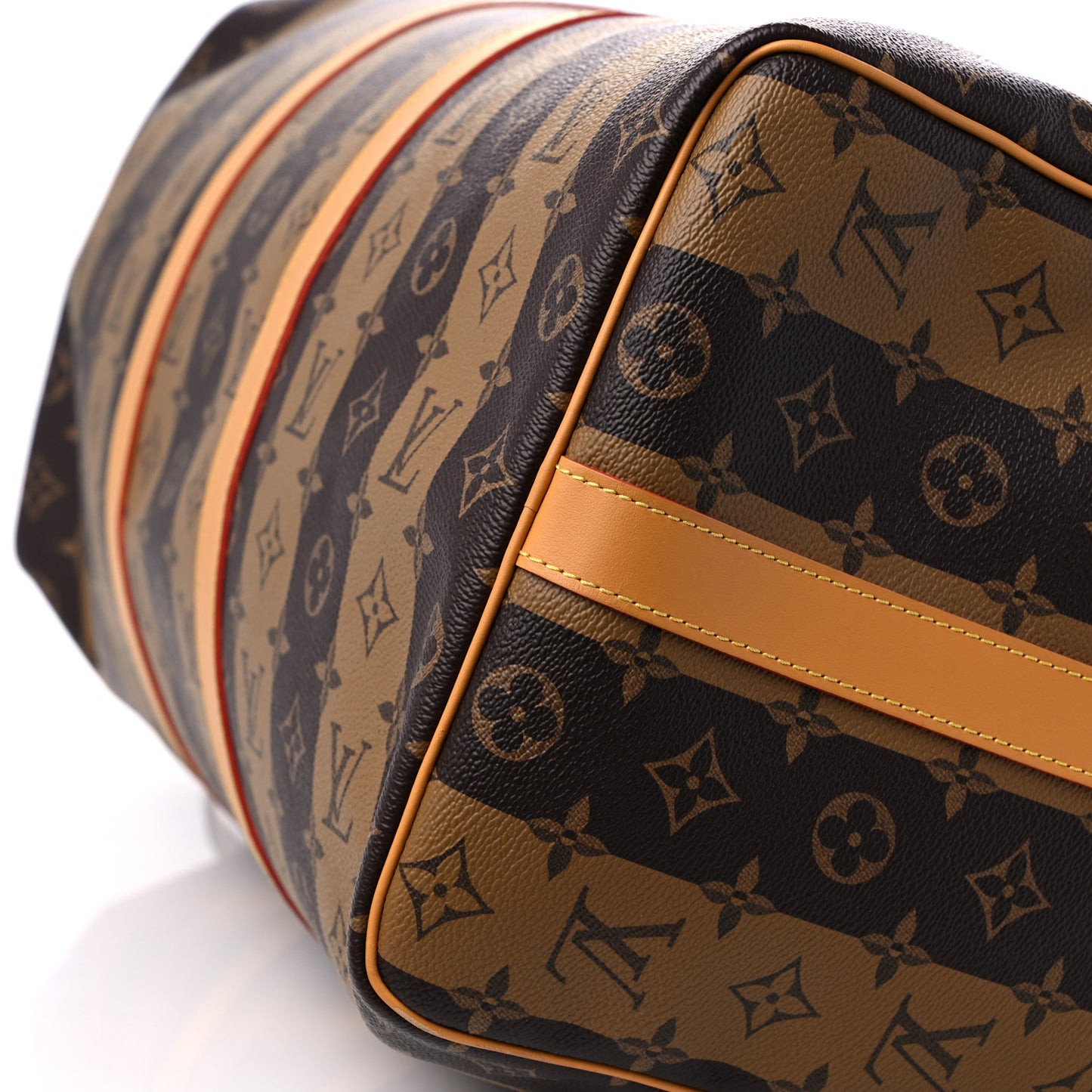 X NIGO Reverse Monogram Stripe Keepall Bandouliere 50 Brown