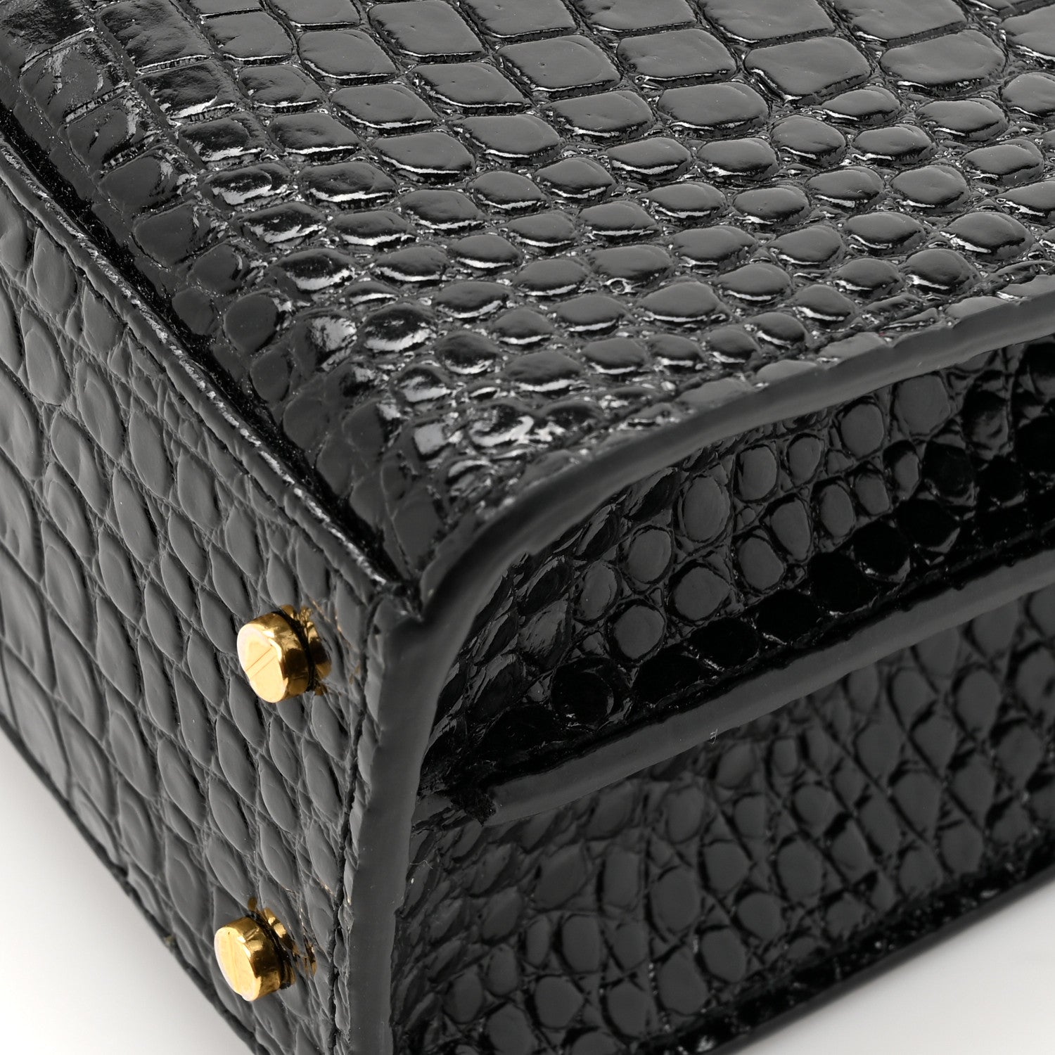 Saint Laurent Calfskin Crocodile Embossed Mini Classic Monogram Cassandra Top Handle Black 12 of 12