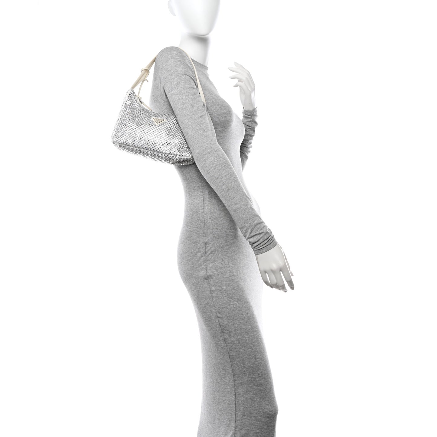 Satin Crystal Mini Re-Edition 2000 Bag White