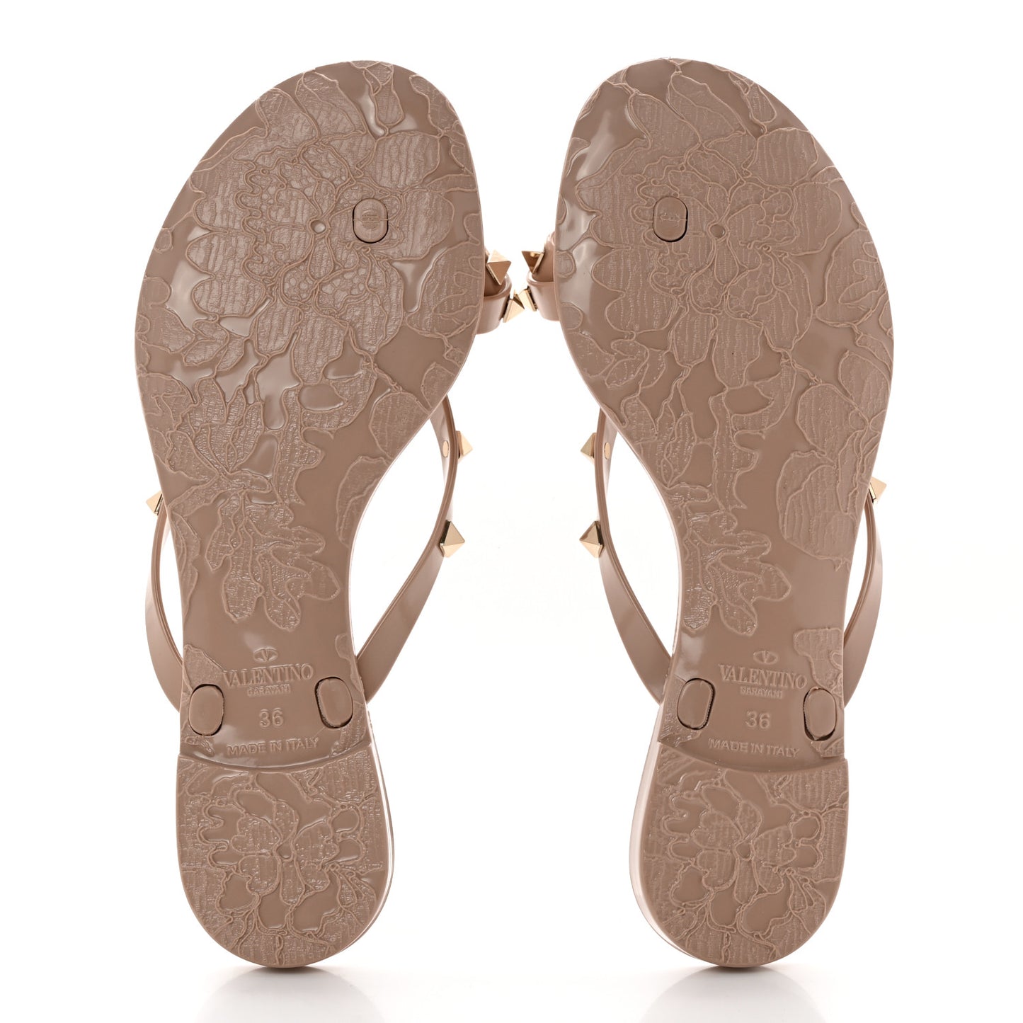 PVC Jelly Rockstud Bow Thong Sandals 36 Poudre
