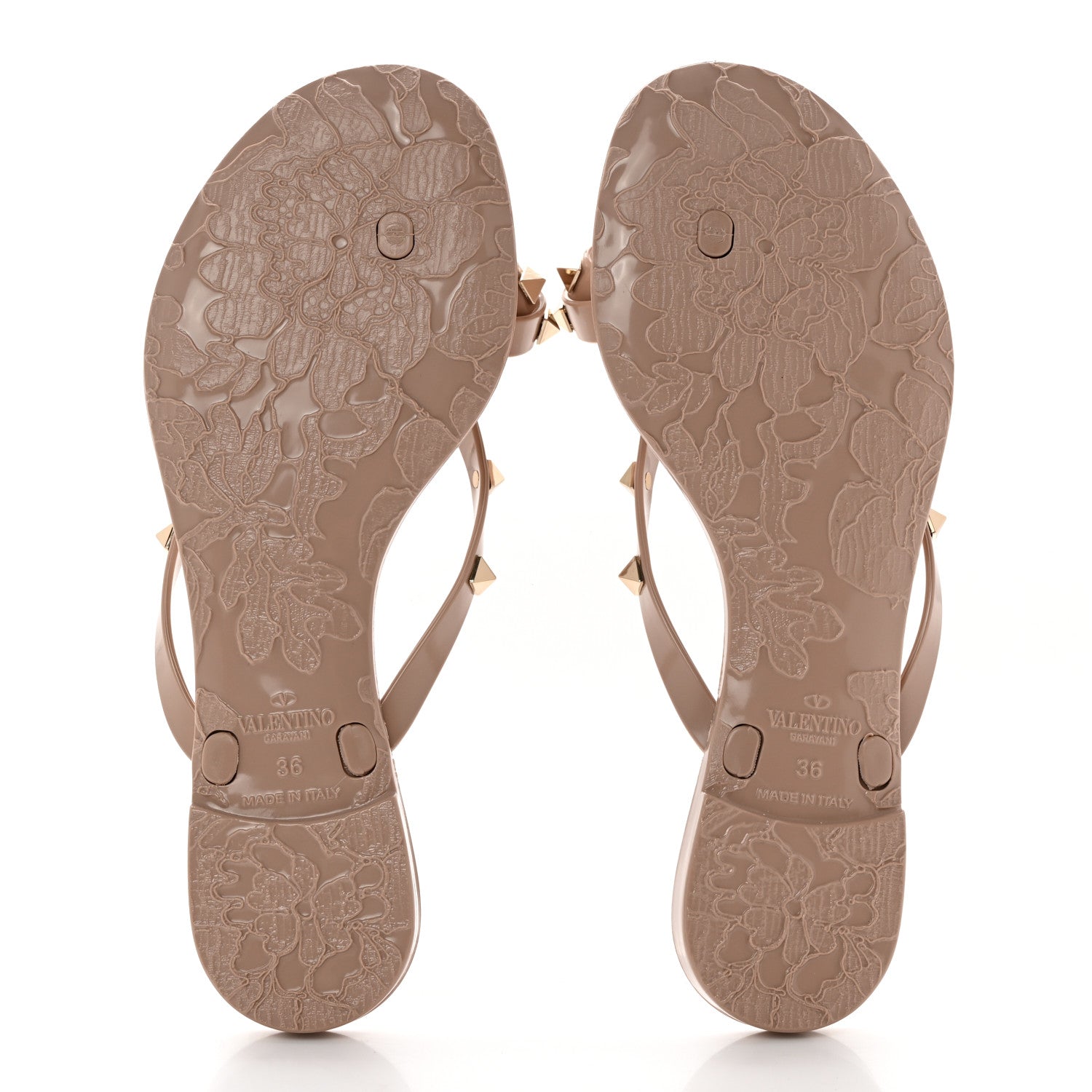 Valentino Garavani PVC Jelly Rockstud Bow Thong Sandals 36 Poudre 5 of 7