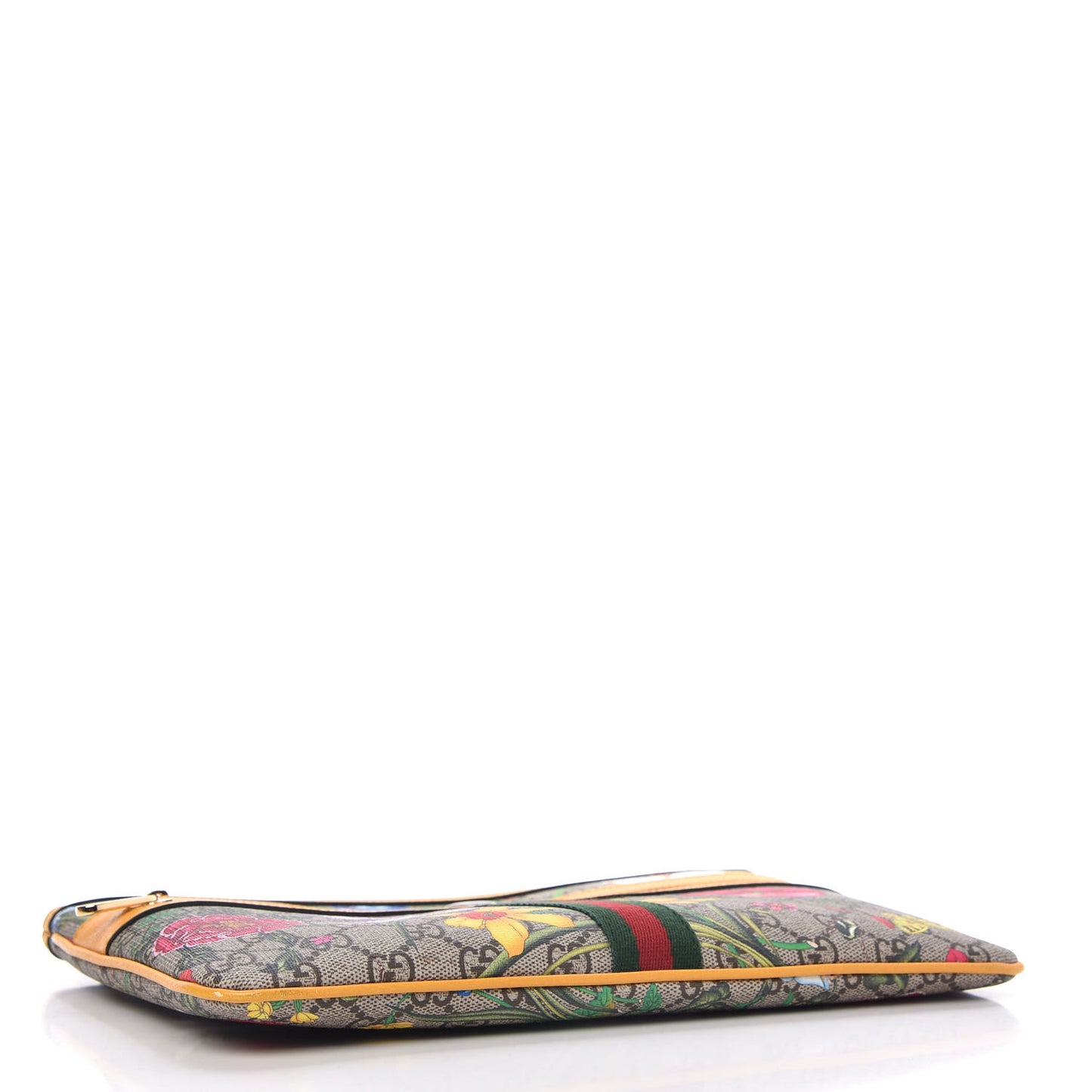 GG Supreme Monogram Flora Large Ophidia Pouch Clutch Beige Multicolor Crop