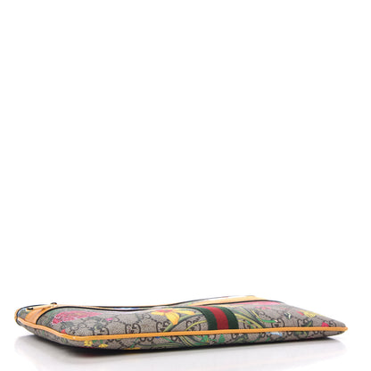 Gucci GG Supreme Monogram Flora Large Ophidia Pouch Clutch Beige Multicolor Crop 4 of 11