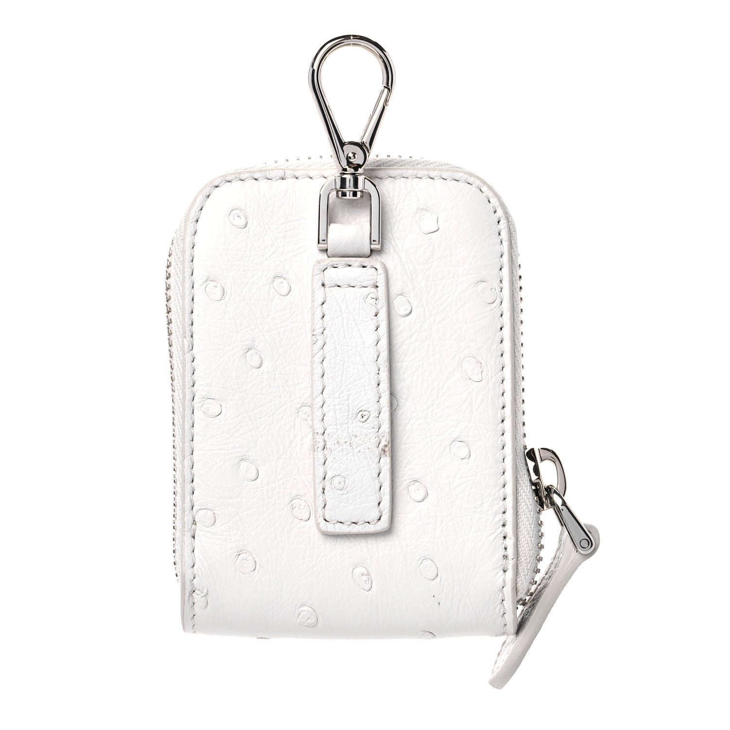 Prada Ostrich Zip Around Mini Pouch White 3 of 6