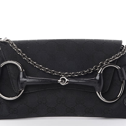 Gucci Monogram Horsebit Chain Clutch Black 6 of 8