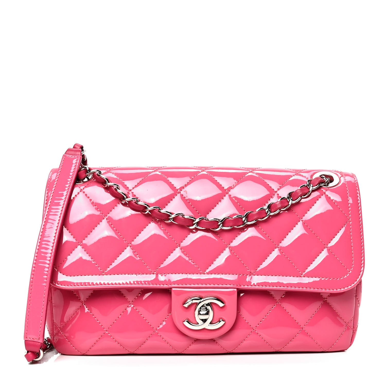 Chanel Patent Quilted Large Coco Shine Flap Pink 1 of 5