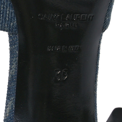Saint Laurent Denim Monogram La 16 Mule Sandals 39 Blue Jeans 7 of 10