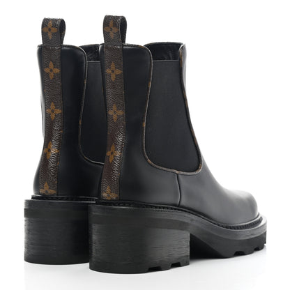 Louis Vuitton Calfskin Monogram Beaubourg Ankle Boots 38 Black 4 of 11