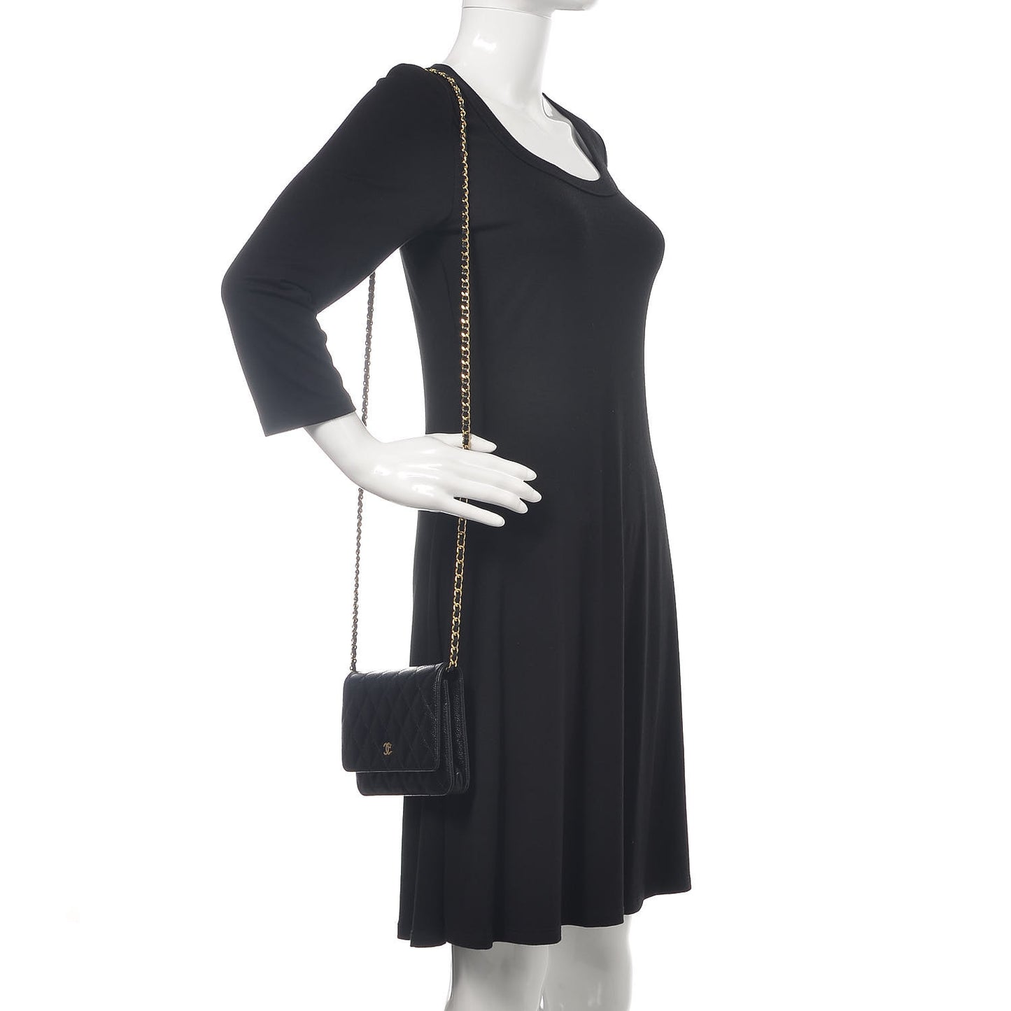 Caviar Quilted Wallet On Chain WOC Black
