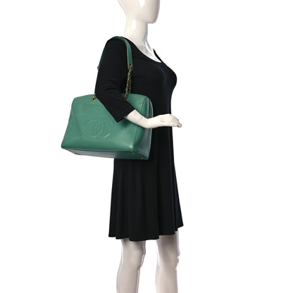 Chanel Caviar CC Large Shoulder Bag Green 2 of 16