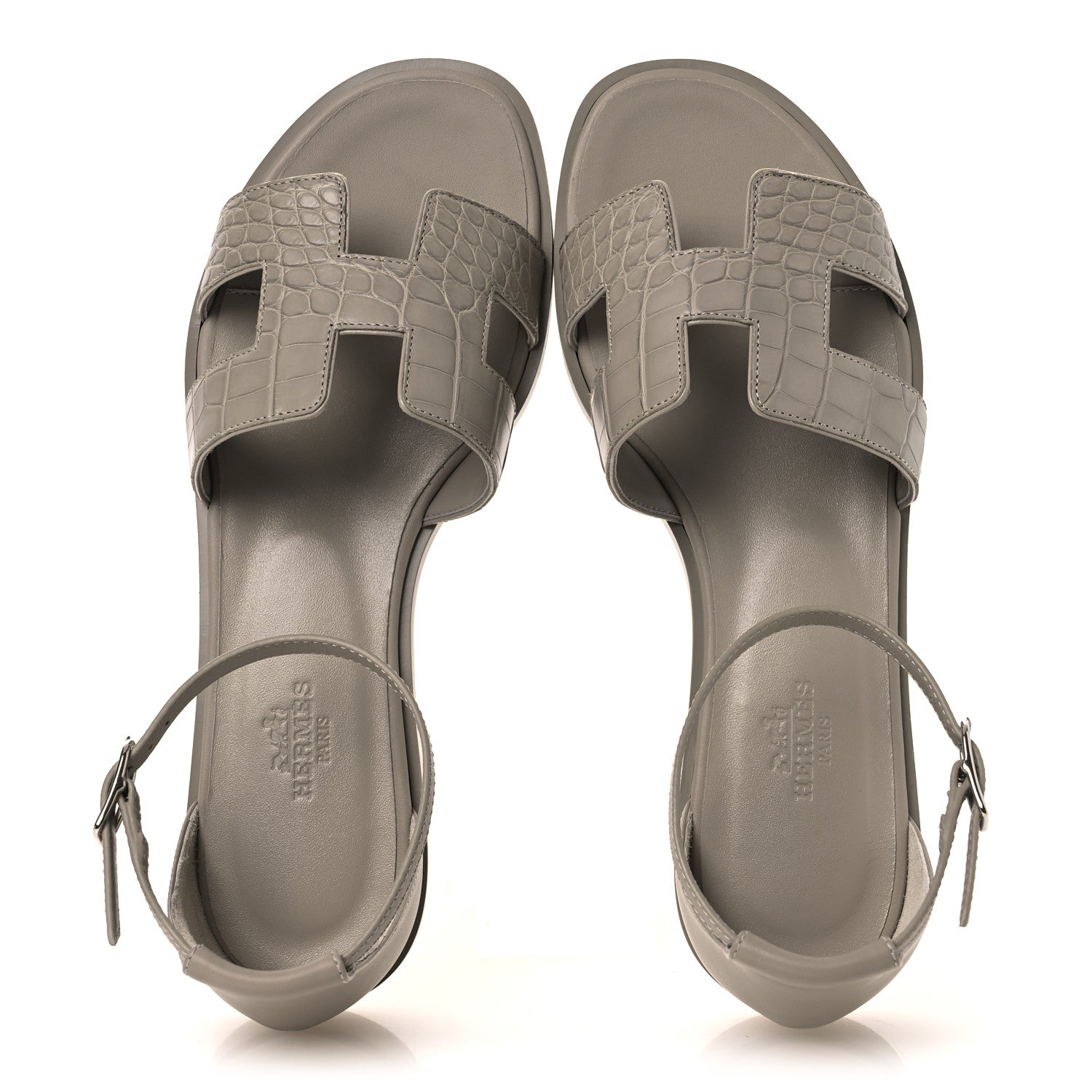 Hermes Matte Alligator Santorini Sandals 37 Beige Nomade 2 of 10