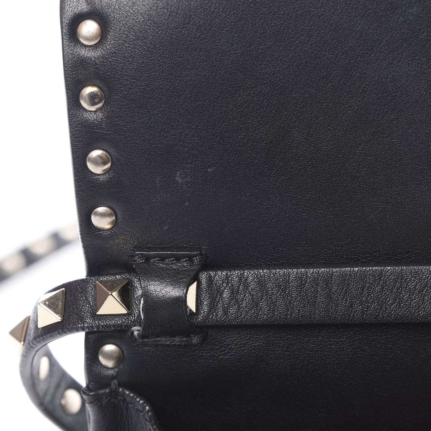 Vitello Mini Rockstud Flap Saddle Crossbody Bag Black