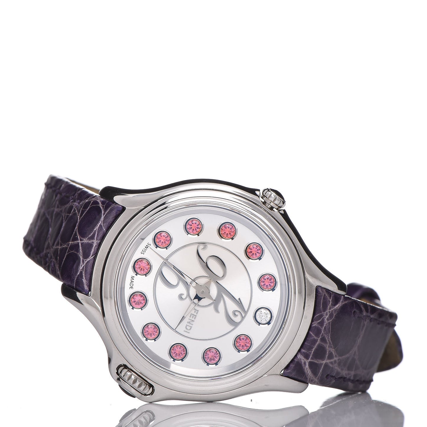 Stainless Steel Alligator Diamond Topaz 33mm Crazy Carats Rotating Gem Quartz Watch