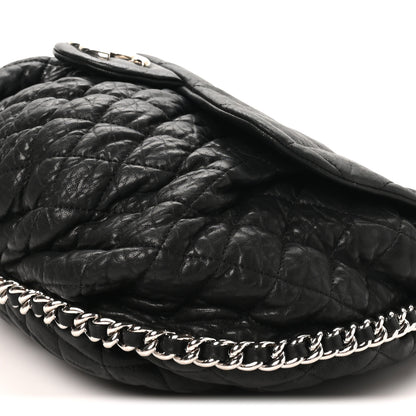 Chanel Washed Lambskin Quilted Large Chain Around Messenger Black 10 of 10