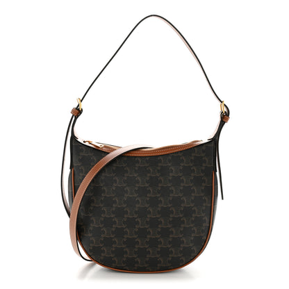 Celine Calfskin Triomphe Canvas Small Heloise Shoulder Bag Tan 1 of 13