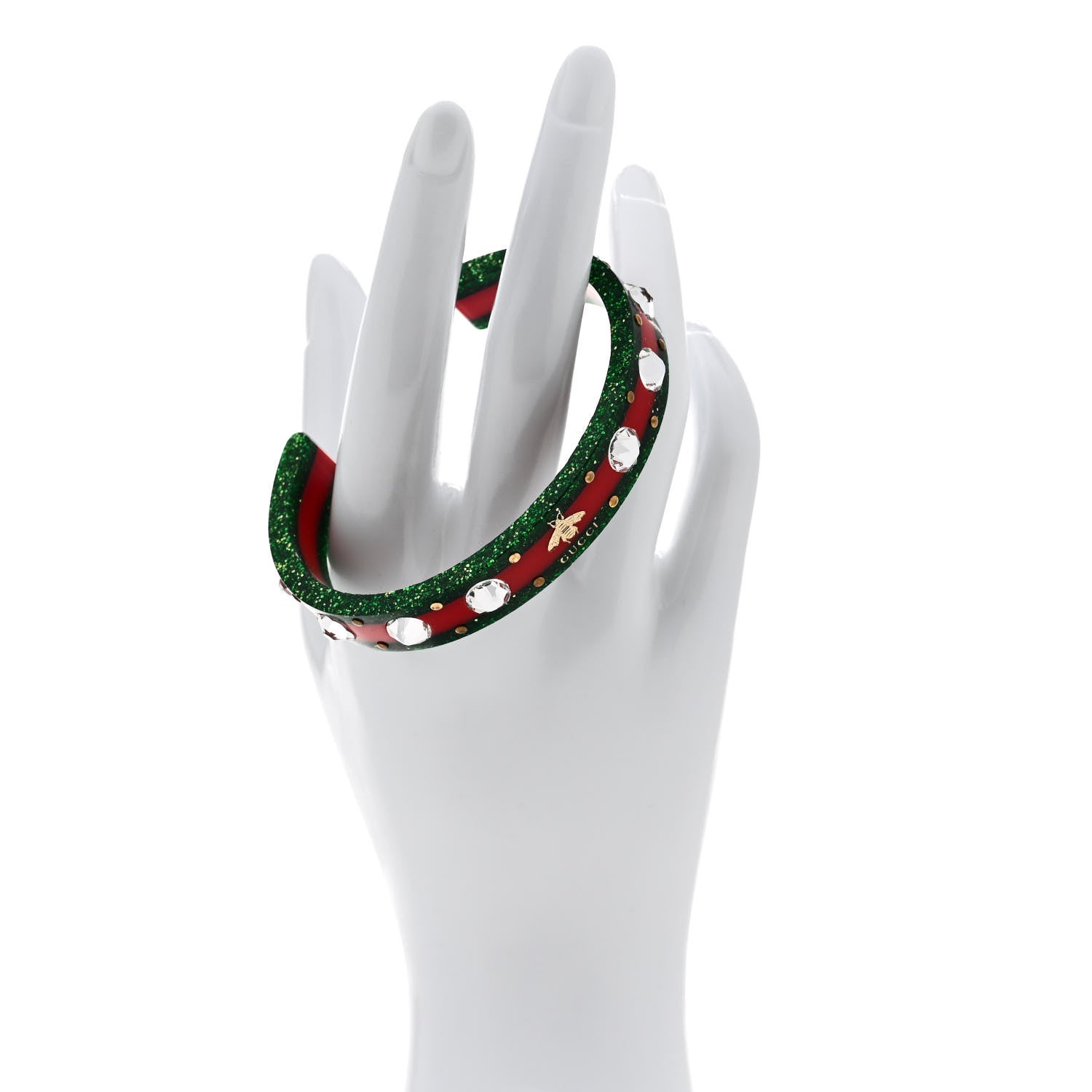 Gucci Crystal Web Cuff 18 Green Red 2 of 5