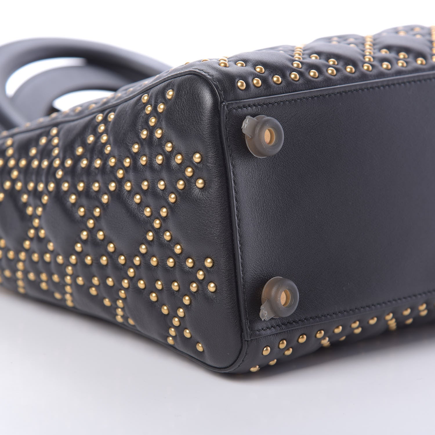 Christian Dior Calfskin Cannage Studded Medium Supple Lady Dior Black 9 of 11