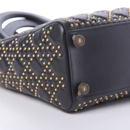 Christian Dior Calfskin Cannage Studded Medium Supple Lady Dior Black 9 of 11