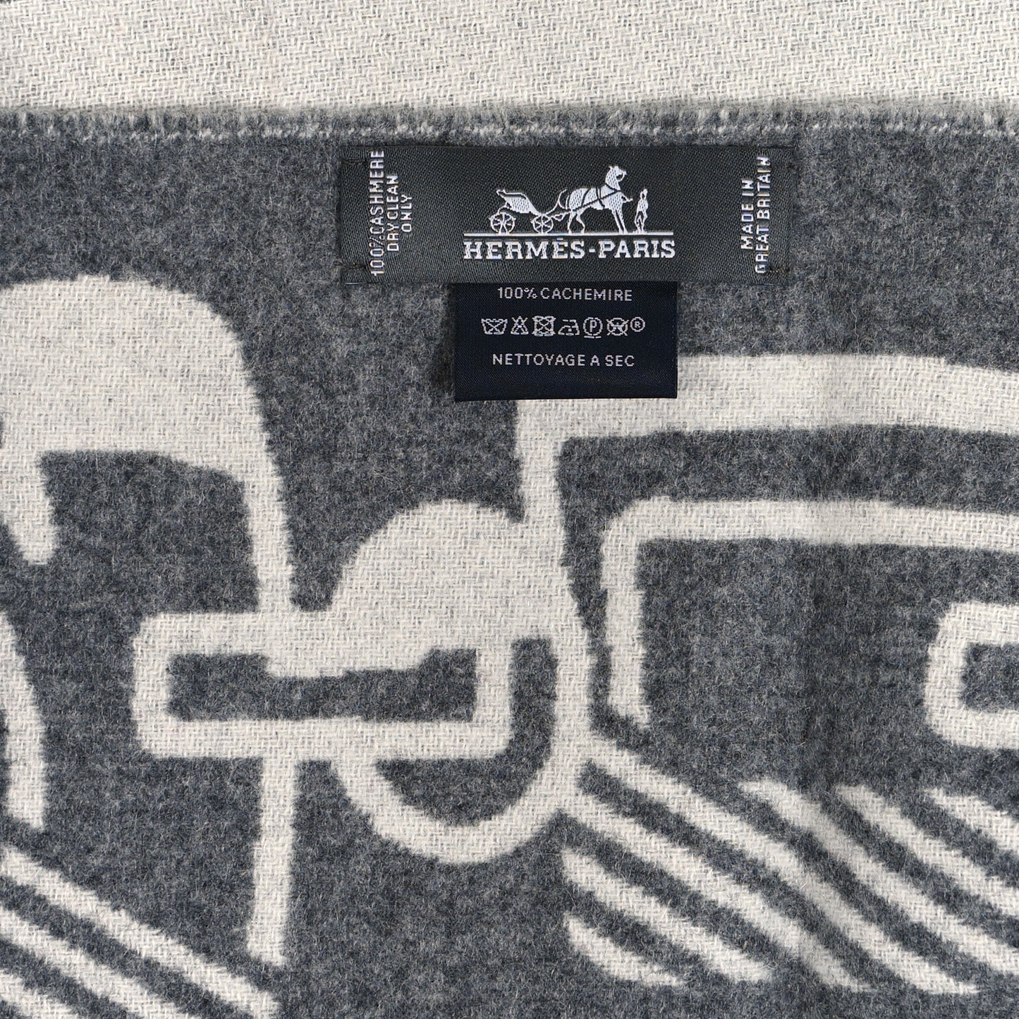 Cashmere Casaque Do Re Boucles Muffler Ivoire Gris Flanelle