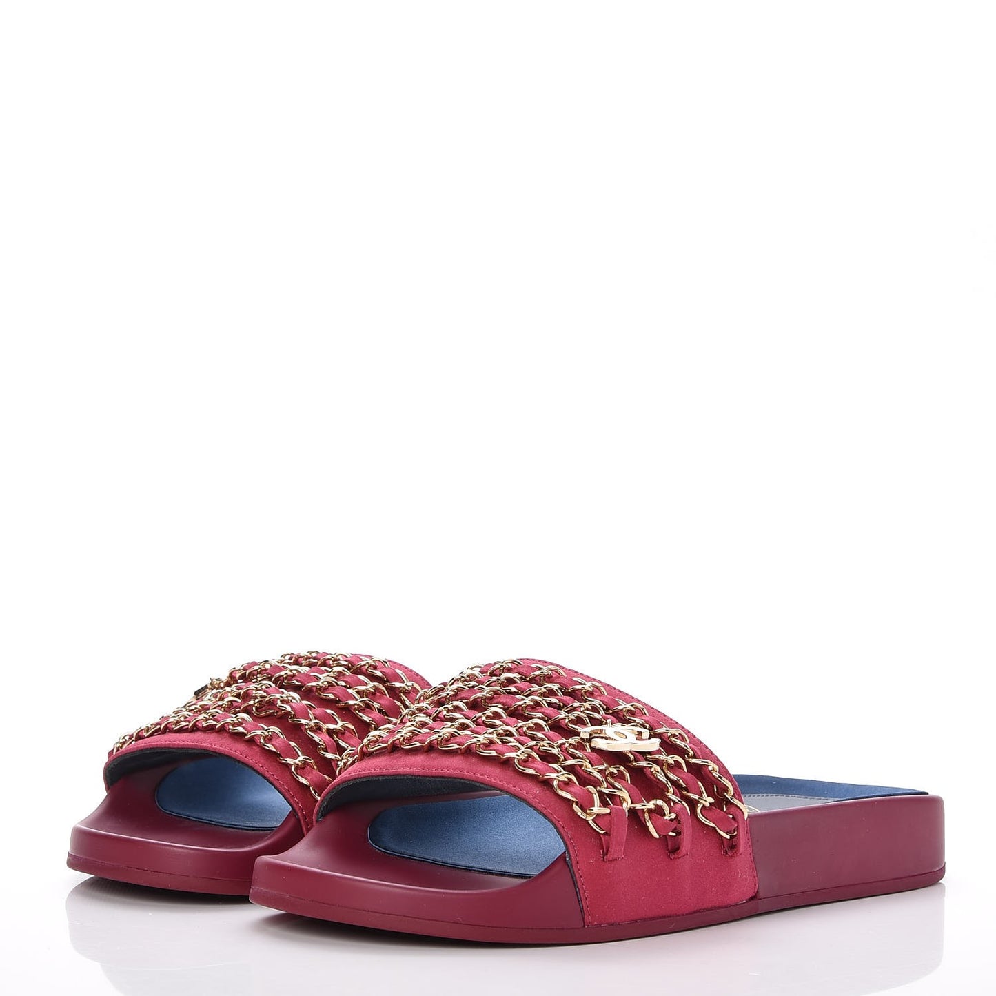 Satin Chain Flat Sandals 35 Dark Fuchsia